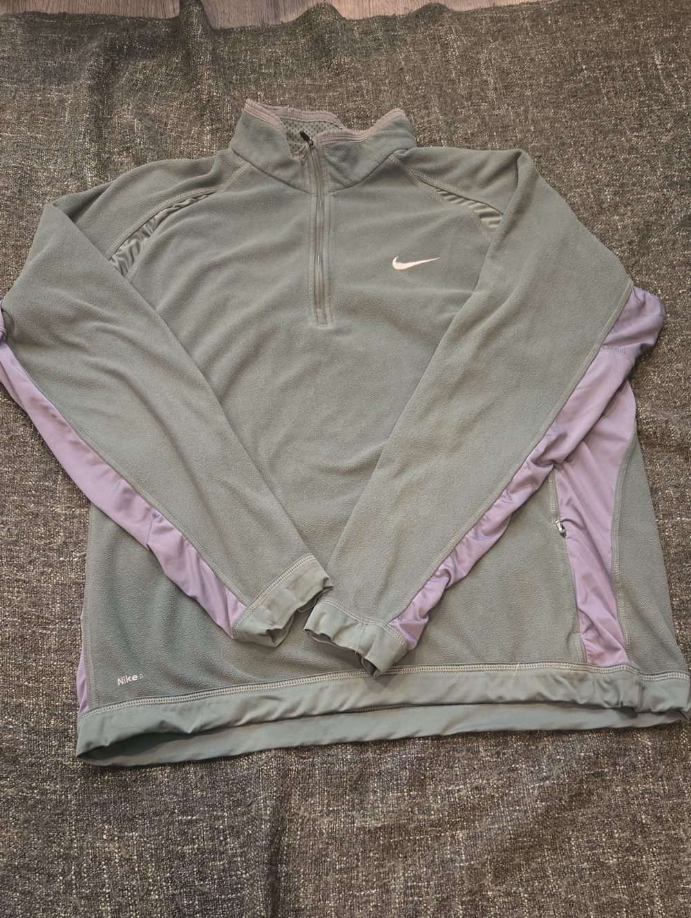 Nike Sage Green Half-Zip Pullover with Gray Panels
